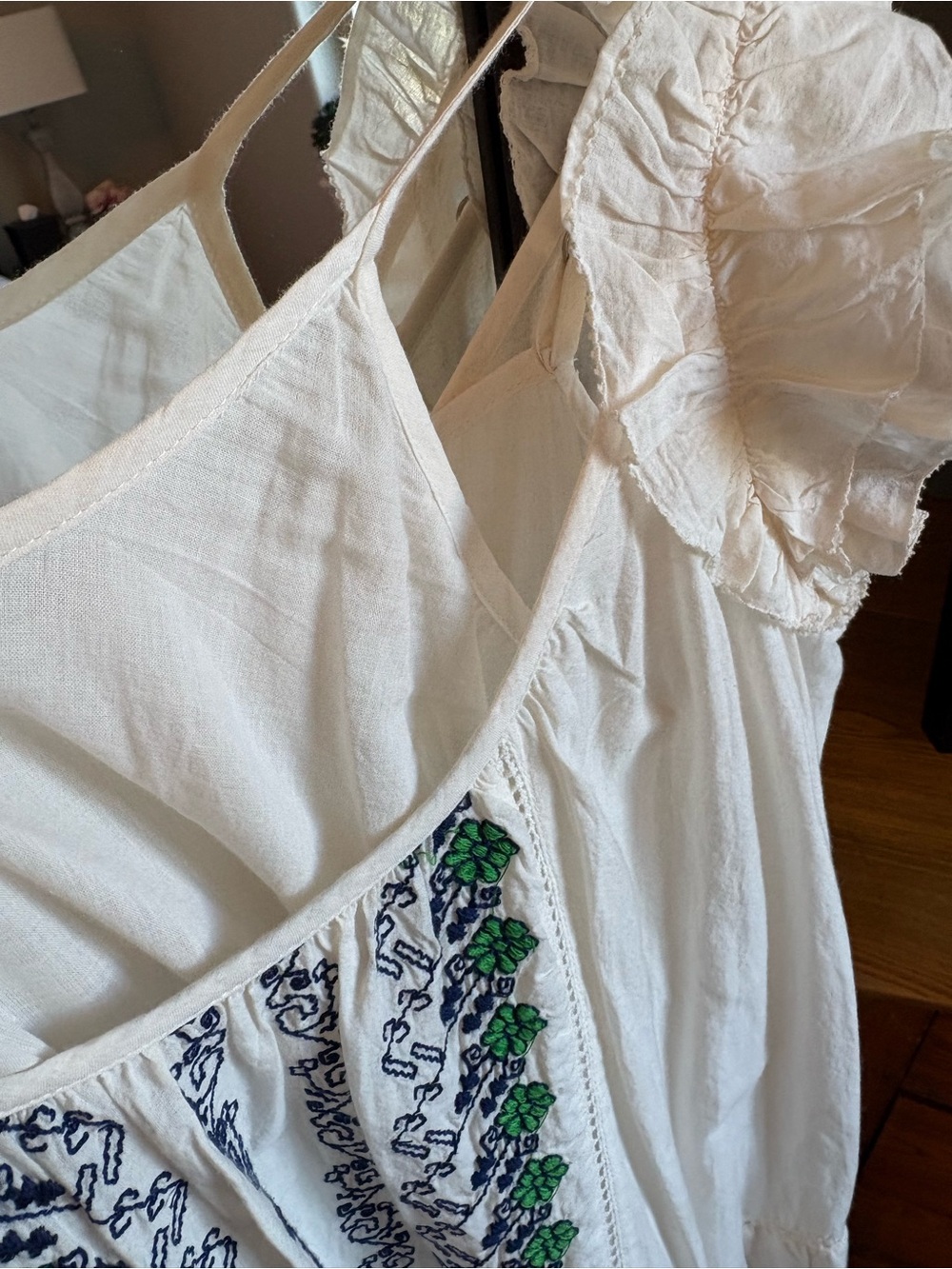 Cotton Sun Dress with floral embroidery - Picture 4 of 9